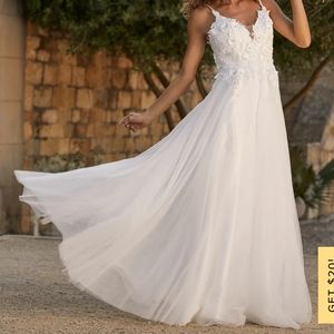 Lulu's Breathtaking Romance White Embroidered Tulle Gown